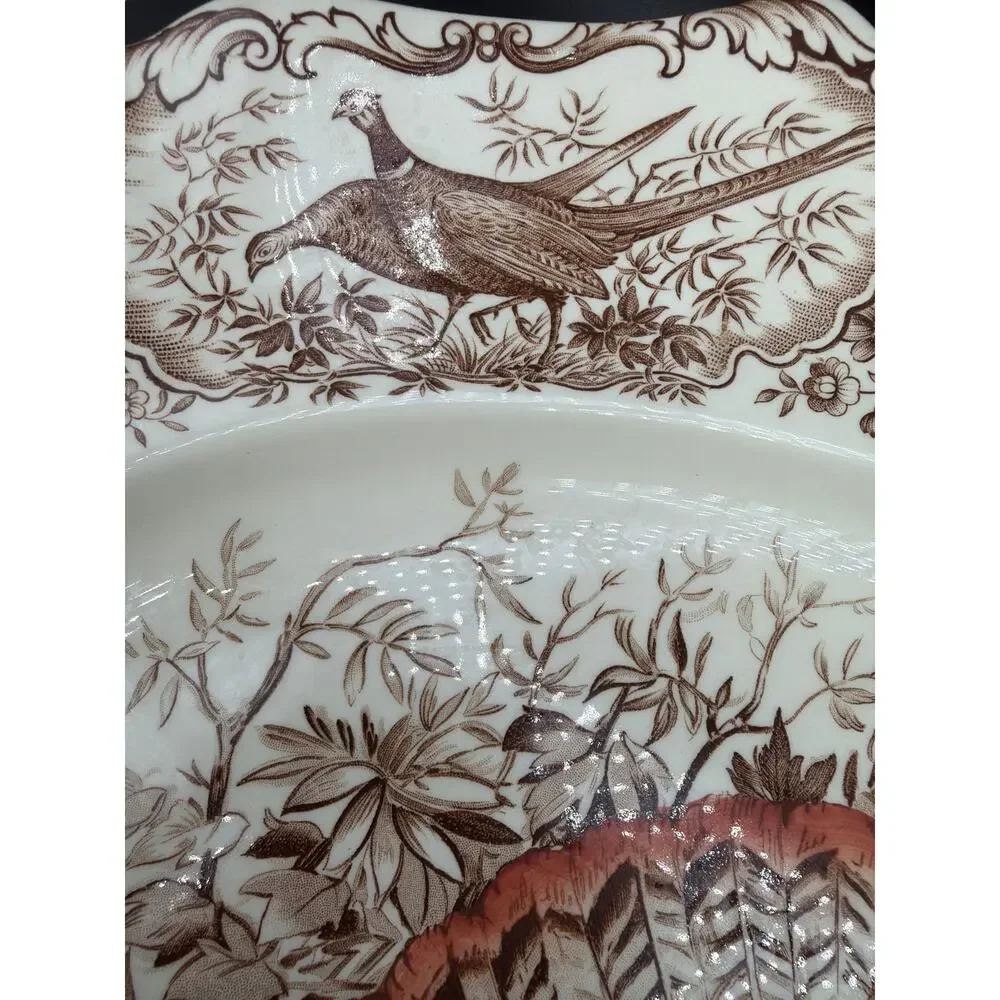 Vintage Johnson Bros Wild Turkeys Native American Turkey Platter Windsor Ware